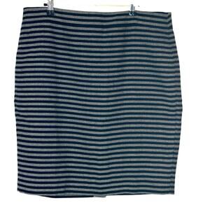 J Crew Women's Wool Blend Stripe Blue Gray Pencil Skirt Size 16 NWOT